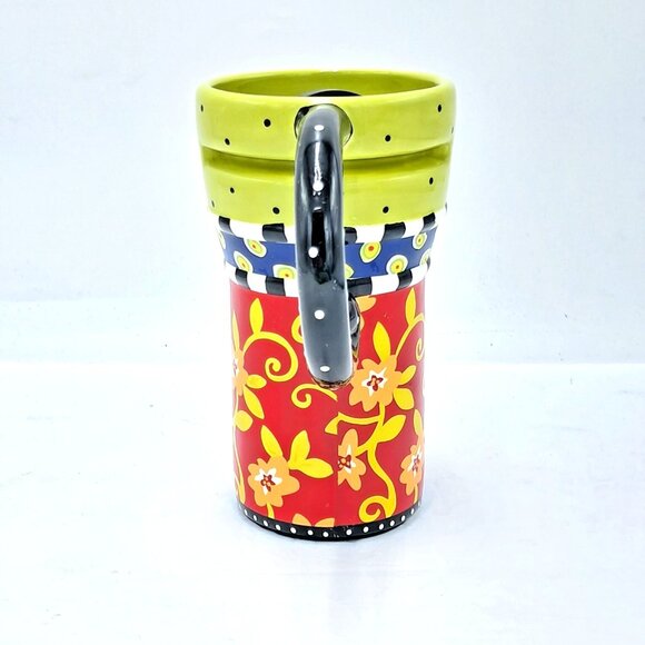 Giftcraft Travel Mug Porcelain With Lid - Psychedelic 1960's Vibe - Picture 4 of 7